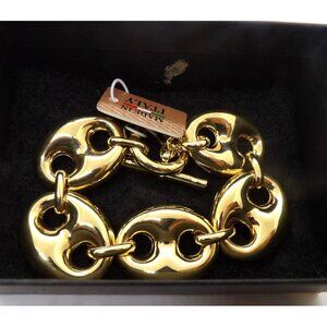 Mia Fore Puffy Mariner Link Bracelet  18K Gold Plate Bronze